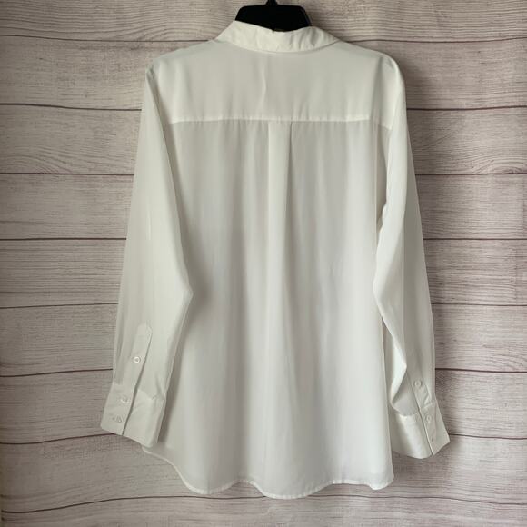 Nine West White Button Up Shirt Long Sleeve with Pocket Size XL - Picture 6 of 15
